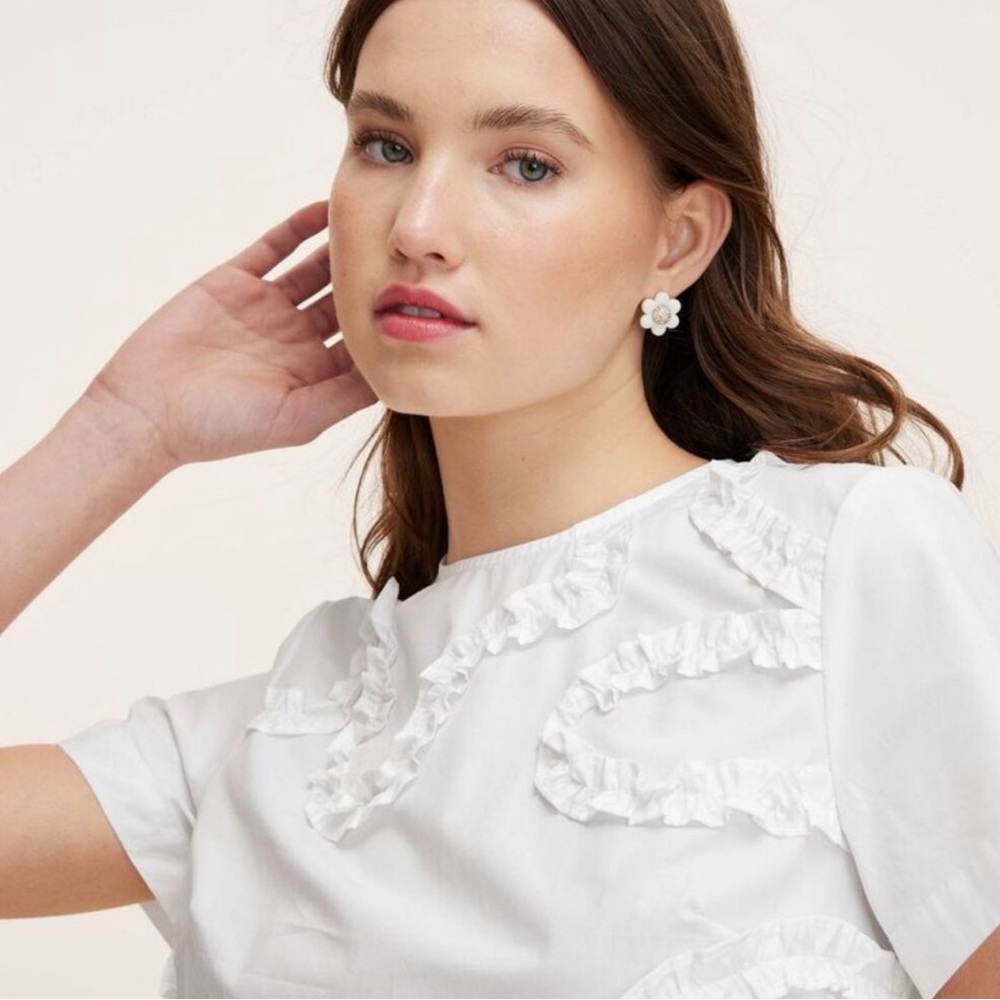 kate spade new york Raised Ribbon Shirt in White Women’s Size XL - Picture 4 of 10